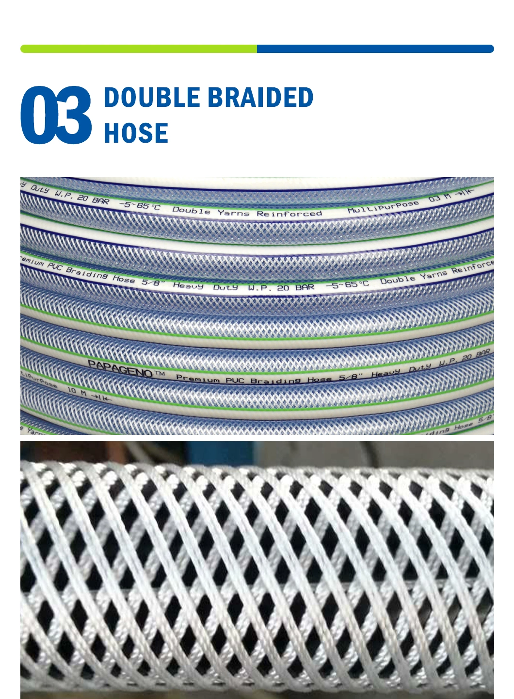 1/4&quot; -3&quot; Inch Clear Flexible PVC Polyester Fiber Reinforced Braided Water Hose